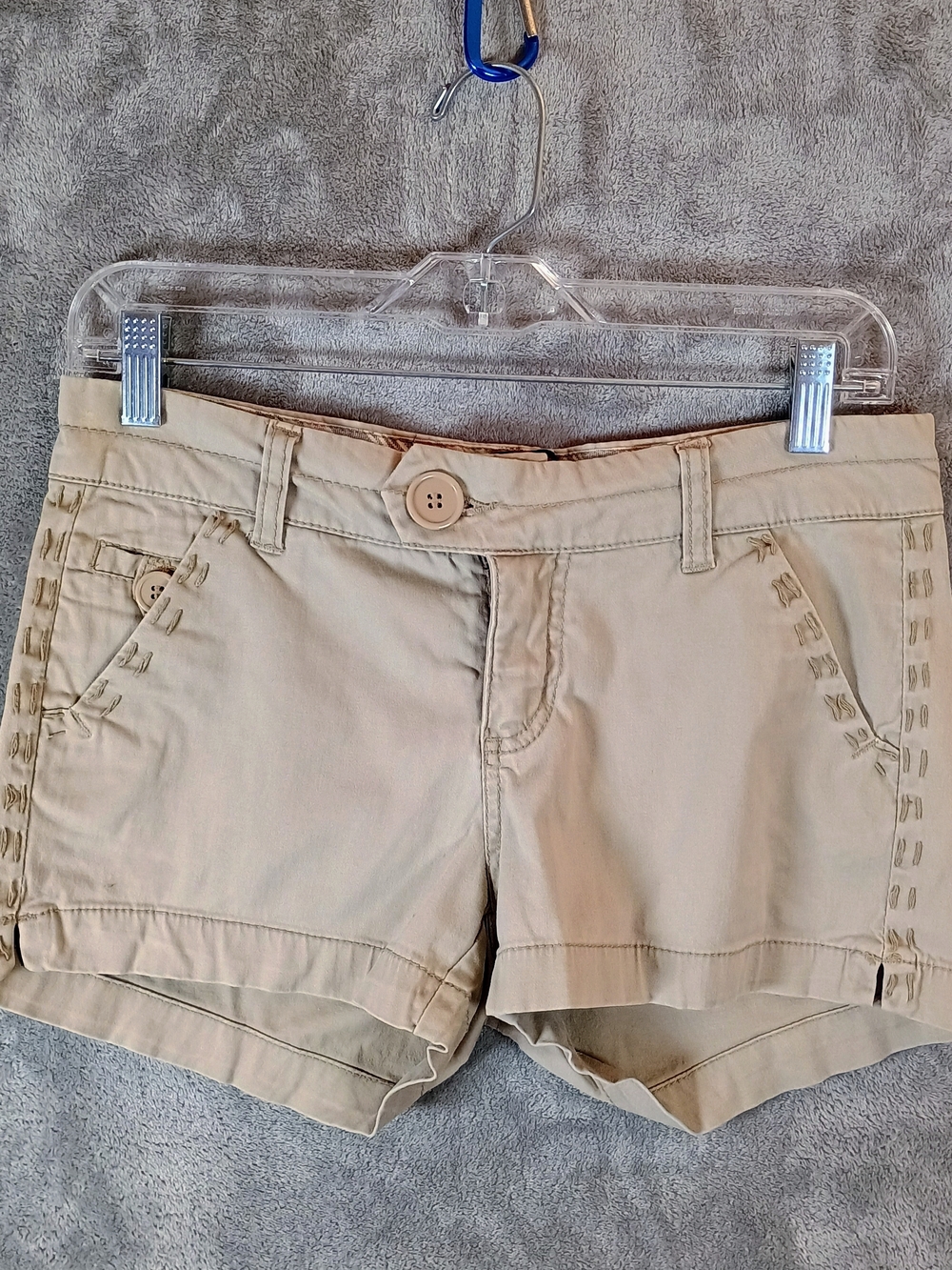 Y2K Style Khaki Cotton Blend Shorts - Neutral Beige 5 Juniors
